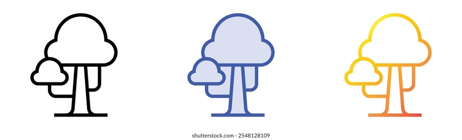 tree icon. Linear, Blue Fill and Gradient Style Design Isolated On White Background