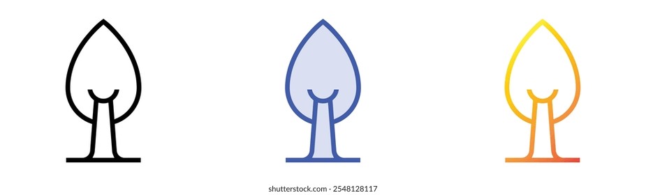 ícone de árvore. Design de estilo linear, preenchimento azul e gradiente isolado em plano de fundo branco