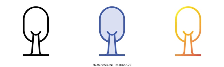 icono de árbol. Lineal, relleno azul y diseño de estilo degradado aislado sobre fondo blanco