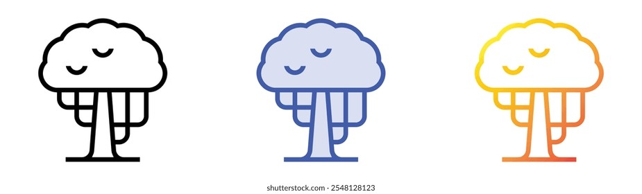 icono de árbol. Lineal, relleno azul y diseño de estilo degradado aislado sobre fondo blanco