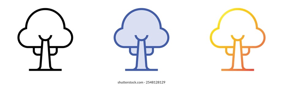 tree icon. Linear, Blue Fill and Gradient Style Design Isolated On White Background