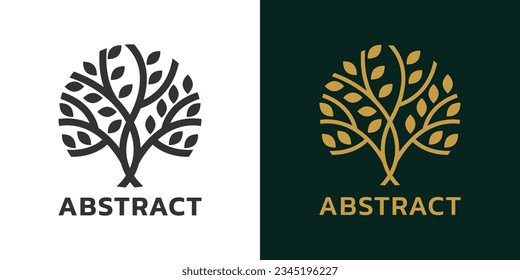 Tree icon or logo. Abstract nature symbol. Modern plant, eco, natural emblem design. Vector illustration.