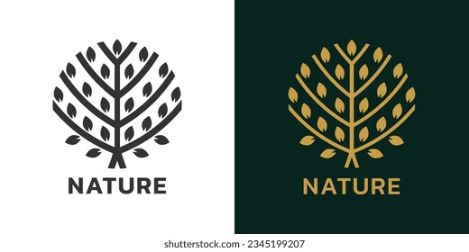 Tree icon or logo. Abstract nature symbol. Modern plant, eco, natural emblem design. Vector illustration.