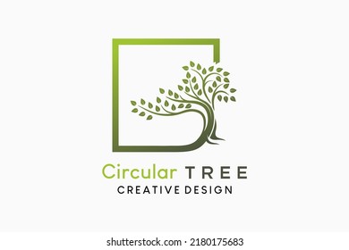 Tree icon logo with creative concept in box