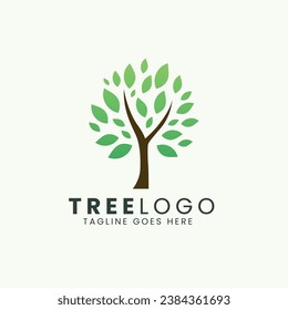  Diseño del logotipo del icono del árbol, diseño del logotipo de la ilustración vectorial de los árboles naturales.