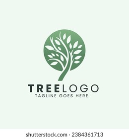  Diseño del logotipo del icono del árbol, diseño del logotipo de la ilustración vectorial de los árboles naturales.