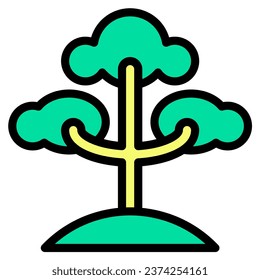 Tree icon or logo illustration filled outline color style. Summer icons color style