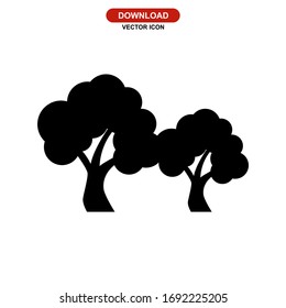 Icono de árbol o logotipo símbolo de signo aislado ilustración vectorial - iconos vectoriales de estilo negro de alta calidad
