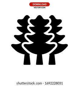 Icono de árbol o logotipo símbolo de signo aislado ilustración vectorial - iconos vectoriales de estilo negro de alta calidad

