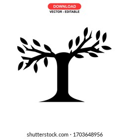 Icono de árbol o logotipo símbolo de signo aislado ilustración vectorial - iconos vectoriales de estilo negro de alta calidad
