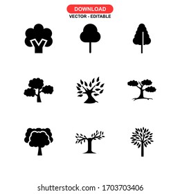icono de árbol o logotipo símbolo de signo aislado ilustración vectorial - Colección de iconos vectoriales de estilo negro de alta calidad
