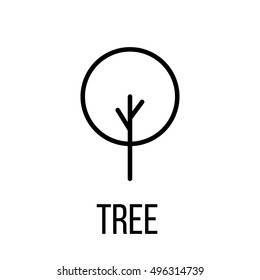 Tree icon or logo in modern line style. High quality black outline pictogram for web site design and mobile apps. Vector illustration on a white background. 