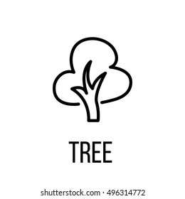 Tree icon or logo in modern line style. High quality black outline pictogram for web site design and mobile apps. Vector illustration on a white background. 