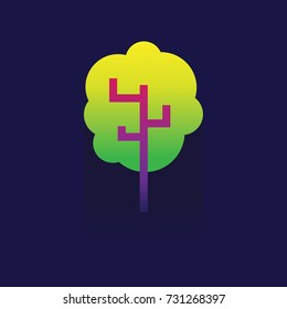 tree icon. logo. Symbols. web. vector illustration. Eps 10. on blue background
