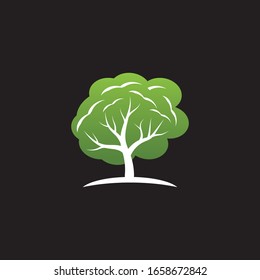Tree icon logo vector concept of a stylized on black background
