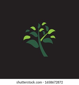 Tree icon logo vector concept of a stylized on black background
