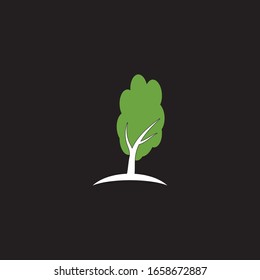 Tree icon logo vector concept of a stylized on black background
