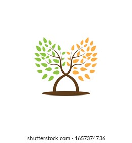 Tree icon logo vector on white background
