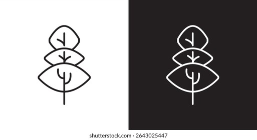 Tree icon, Lush tree icon. Icon of tree and leaf, Botanical icon, Tropical vector illustration in transparent and black background. 
