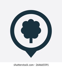 tree icon map pin on white background 