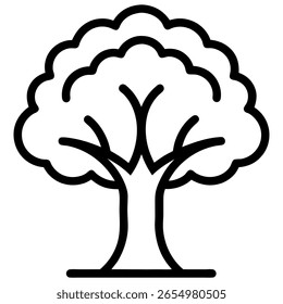 Tree Icon – Minimal Black Outline Vector for Nature or Eco Design