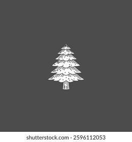 Tree icon Modern Logo linocut vector illustration