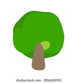 Tree icon. Oak symbol, green trees with leaves sign, elm silhouette, forest pictogram, park graphic element, wood concept, simple tree vector illustration