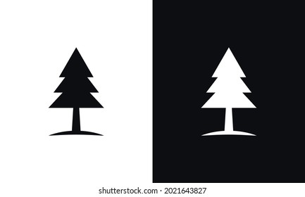  Tree Icon on Black and White Vector Backgrounds