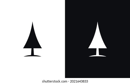  Tree Icon on Black and White Vector Backgrounds