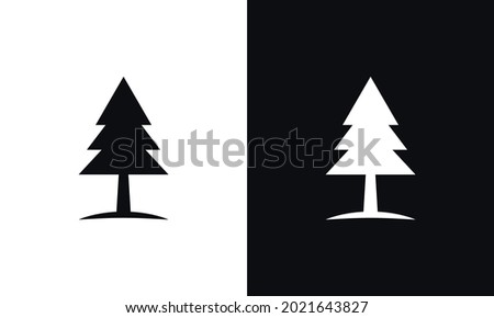  Tree Icon on Black and White Vector Backgrounds