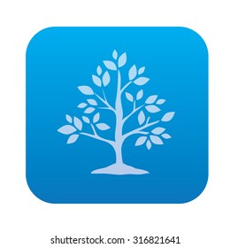 Tree icon on blue background,clean vector