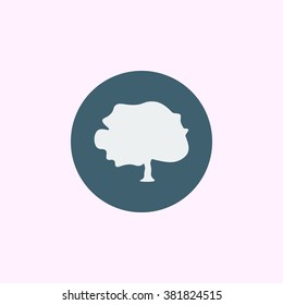 tree icon, on blue circle background, white outline