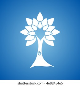 Tree Icon on blue color.