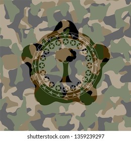 tree icon on camouflage texture