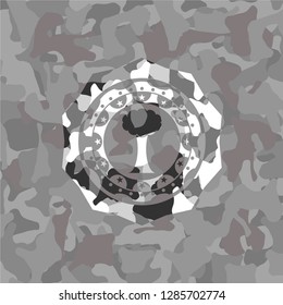 tree icon on grey camo texture