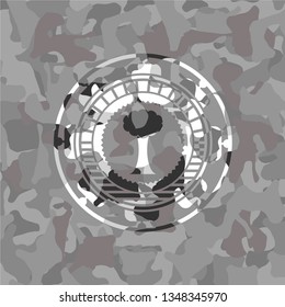 tree icon on grey camo texture