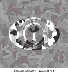 tree icon on grey camouflaged pattern