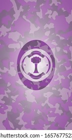 icono de árbol en la textura rosa de camo