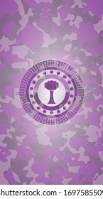 tree icon on pink camouflaged pattern