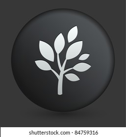 Tree Icon on Round Black Button Collection Original Illustration