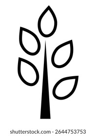 Baum-Symbol auf transparentem Hintergrund, flaches Liniendesign, Vektorgrafik