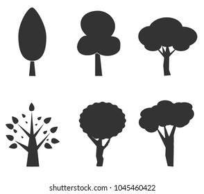 tree icon on white background. tree silhouette icons set. flat style. tree sign. forest, park vector icons.

