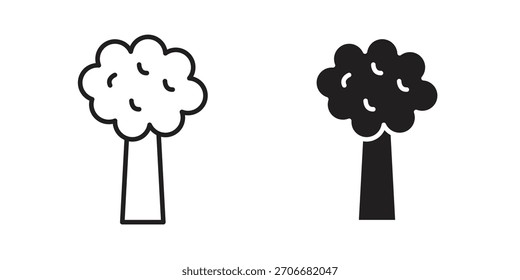 Símbolo de concepto de contorno de icono de árbol con trazo editable en blanco