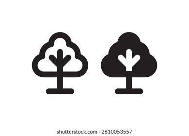 Tree icon outline and filled comparison set Vector