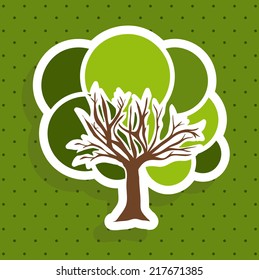 Tree icon over green background vector illustration