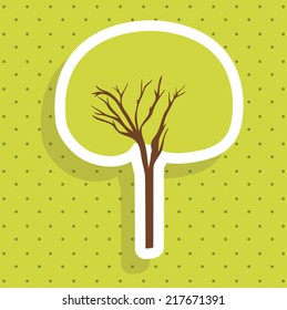Tree icon over green background vector illustration