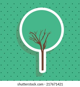 Tree icon over green background vector illustration