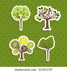 Tree icon over green background vector illustration