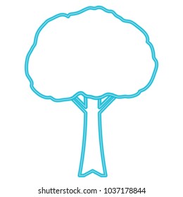 tree icon over white background, blue line design. vector illustration