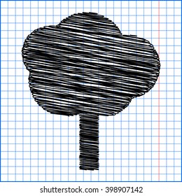 Tree icon with pen effect on paper